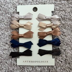 NWT - Anthropologie Small Silk Bow Clips (set of 10)